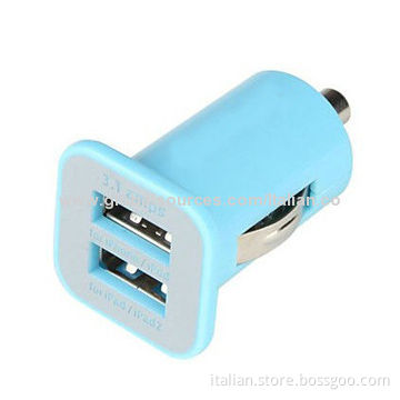Mini Car Charger with Dual USB Port, 3A